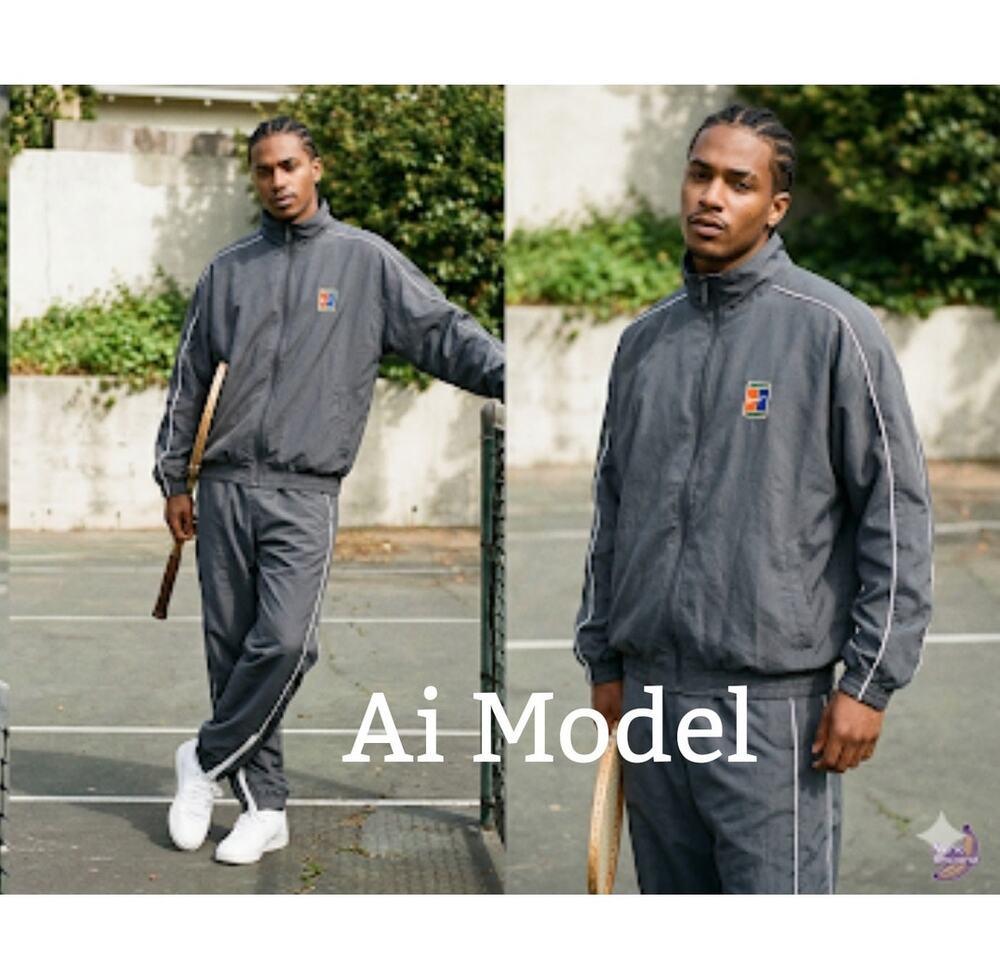VTG 90s Nike Court Tennis Tracksuit Set Grey with Piping MensM Oversized EVC